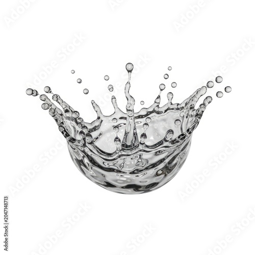 Dynamic Water Splash Crown Isolated on White Background.