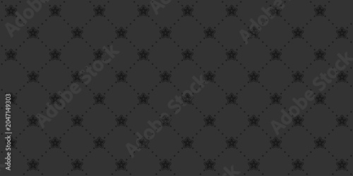 Canvastavla Black background with square grid of dots and flowers