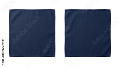 Navy Blue Bandana Mockup Front And Back View Isolated On Transparent Background For Apparel Branding Design