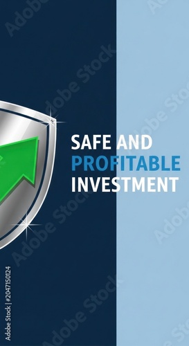Safe and Profitable Investment Concept Graphic with Protective Shield.