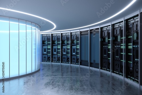 Concept interior big data center server