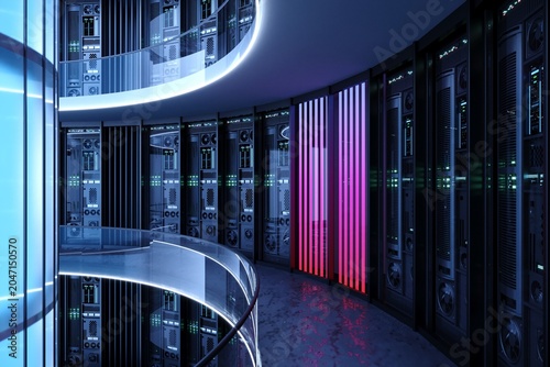 Iinterior of big data center server