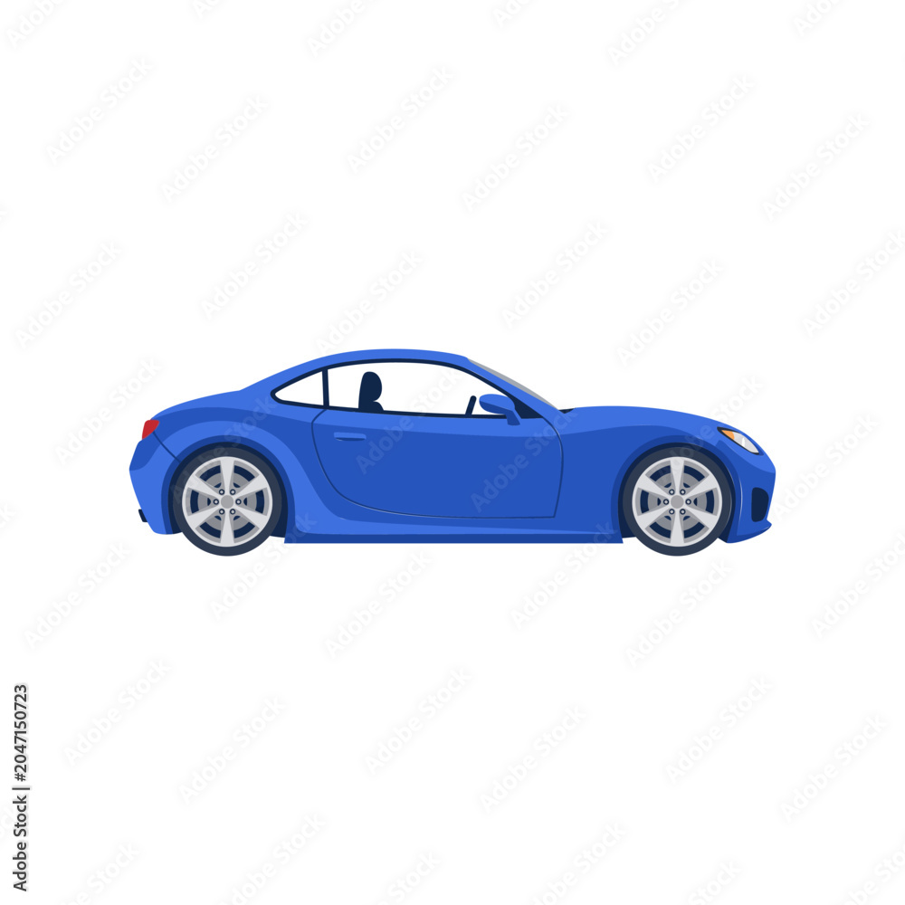 Fototapeta premium Flat Vector Blue Sports Car