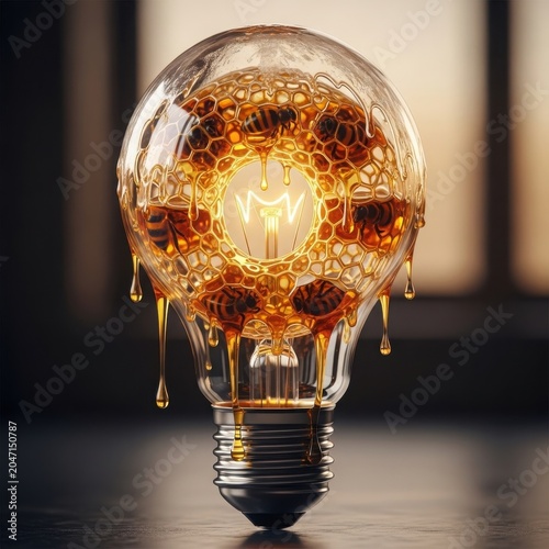 Creative light bulb with skull inside and dripping liquid, symbolizing ideas and innovation