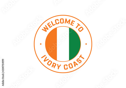 Welcome to IVORY COAST Travel Badge with National Flag of IVORY COAST, Flag of IVORY COAST, Welcome to IVORY COAST