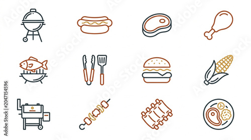 Collection of BBQ and Grilling Food Icons