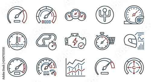 Car Dashboard and Vehicle Warning Icons Set
