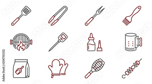Minimalist Camping and Cooking Utensils Icons