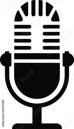 Black and white of a vintage studio microphone audio