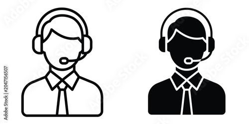 Bild auf Leinwand Customer care icon set in outlined drawings with flat version.