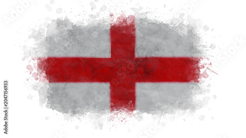 Foto A watercolor-style rendition of the flag of England, featuring a prominent red St