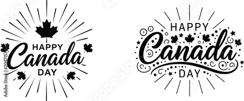 Fotografi Silhouette Happy Canada Day Celebration Graphic