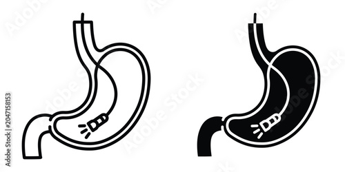 Cuadro en lienzo Endoscopy icon set in outlined drawings with flat version.