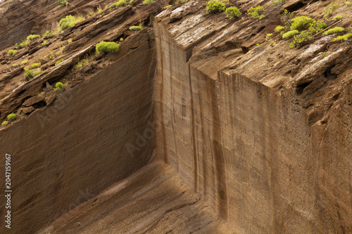Dramatic Volcanic Rock Formations in Abandoned  Quarry Cueva Herrera in Galdar, Gran Canaria