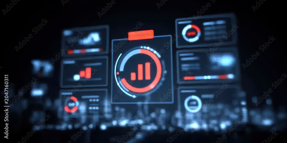 Fototapeta premium The application dashboard uses programming to draw a chart based on a research statistic while the developer is still coding.