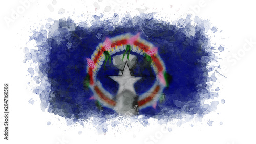 Foto The flag of the Northern Mariana Islands is portrayed with a watercolor effect, displaying its blue field, a white star, and the traditional mwarmwar floral wreath