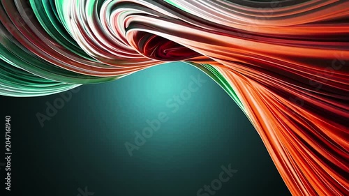 Flowing Orange Green Ribbon Abstract Animation