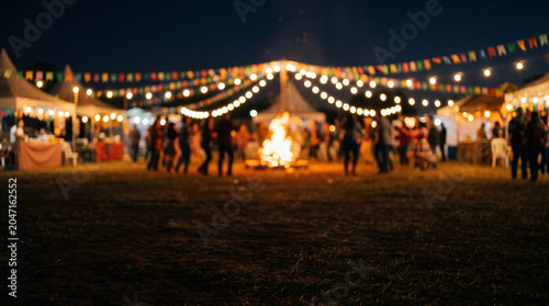 Festa Junina Brazilian Festival Night Background with Bonfire