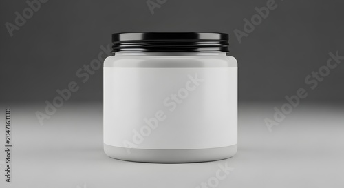 Isolated image of a blank glass jar with a black lid ideal for mockups and product presentations