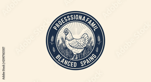 Vintage Farmhouse Chicken Logo Design with Rustic Charm.