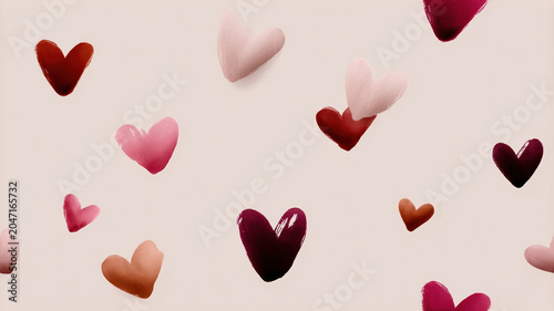 Stylized heart pattern seamless pink red maroon beige romantic love background joyful decorative