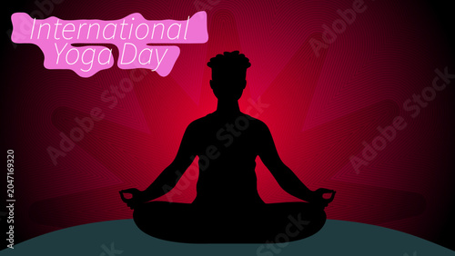 International Day of Yoga Vector Landscape with Yoga Pose Silhouette, Nature Background and Wellness Celebration