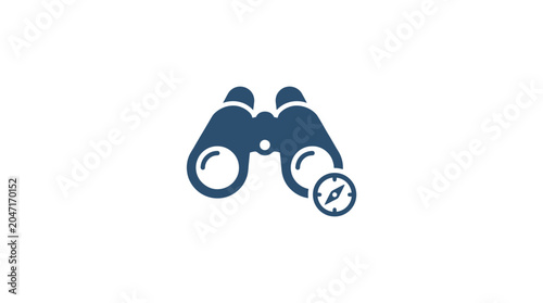 Tableau sur toile Binoculars with clock close up.