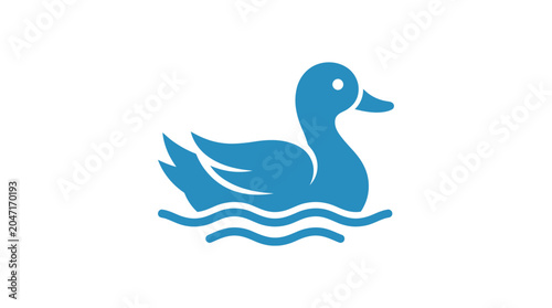 Canvastavla Blue Duck Swimming on Water Surface.