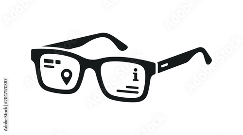 Bild auf Leinwand Glasses with Information Icons on Lenses.