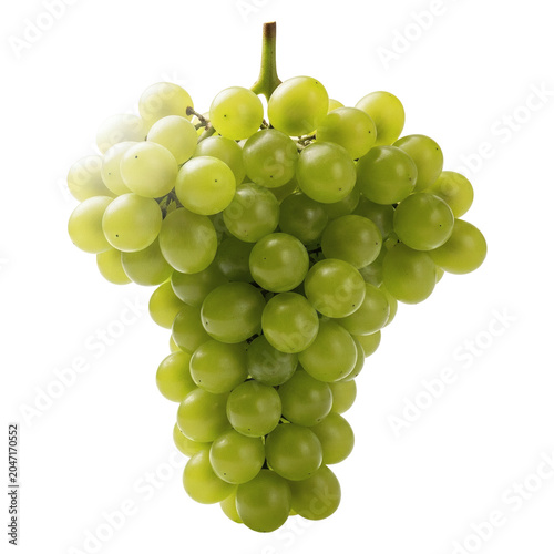 Foto Fresh green seedless grapes bunch hanging on transparent background for healthy
