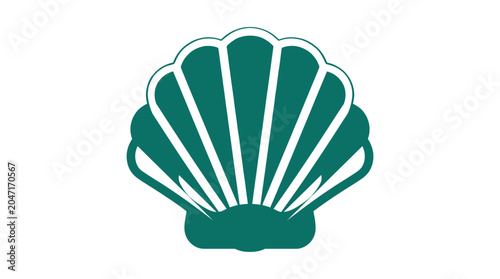 Photography Green Scallop Shell Icon Graphic.