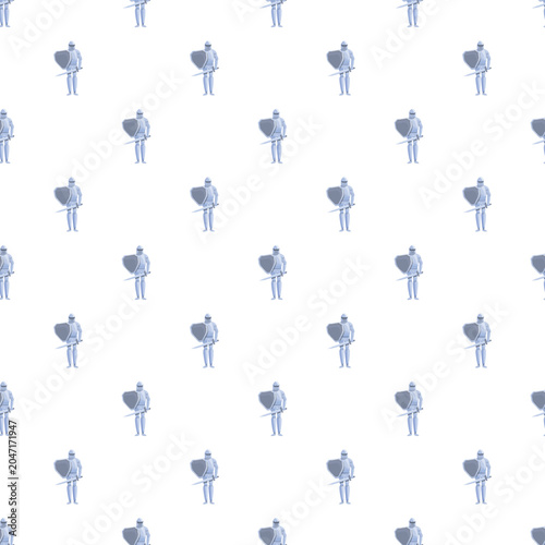 Tableau sur toile Knight armor figures standing on a white background creating a seamless pattern