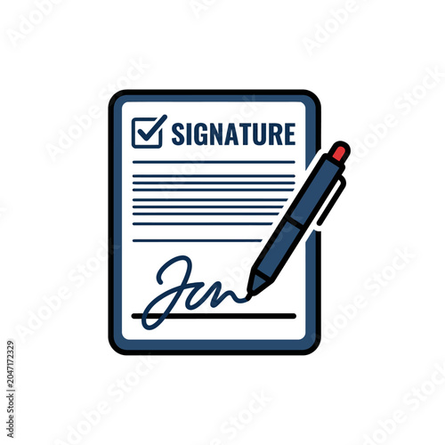 Contract Document with Pen and Signature.