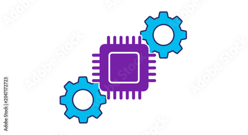 Purple Microchip with Gears.