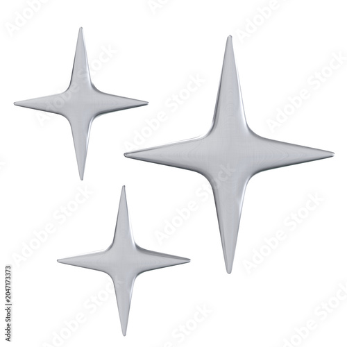 Canvastavla 3D Chrome Metallic Sparkle Stars Set