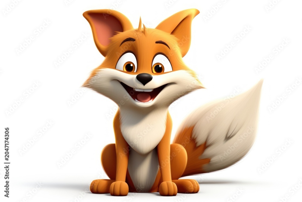 Naklejka premium Cartoon fox mammal animal.