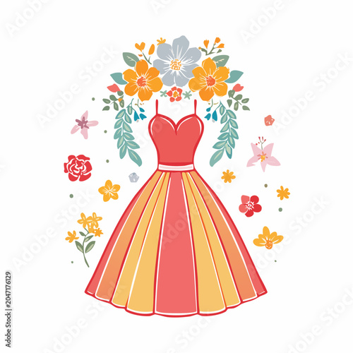 Dress adorned with flowers