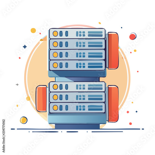 Flat design illustration of a server rack