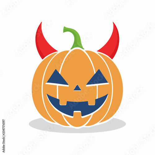 Halloween Pumpkin with Devil Horns