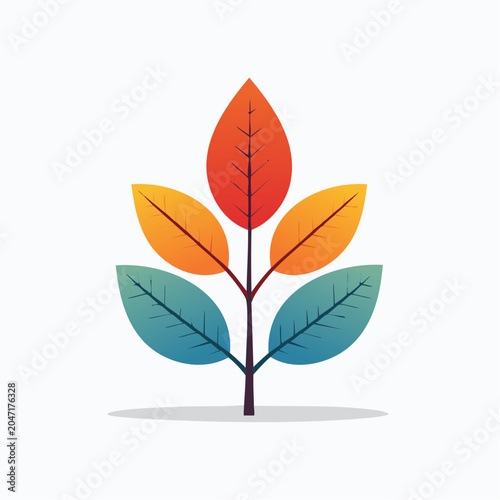 Stylized Autumn Leaves with Gradient Colors