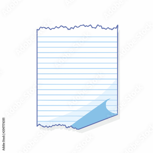 Torn Lined Paper with Blue Corner