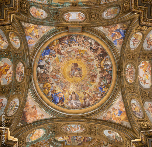 SALERNO, ITALY - OCTOBER 6, 2025: The baroque fresco of “Paradiso Salernitano...