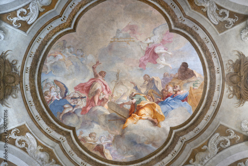 MONZA, ITALY - MARCH 19, 2026: The baroque fresco of Glory of St. John the Baptist with the Old Testament patriarchs in the Cathedral by Carlo Innocenzo Carloni (1738 -1740).