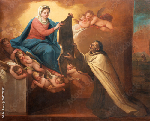 Quadro su tela BERGAMO, ITALY - MARCH 18, 2026: The the painting of Madonna with the St