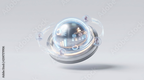 Futuristic HR dashboard icon isolated on a clean white background