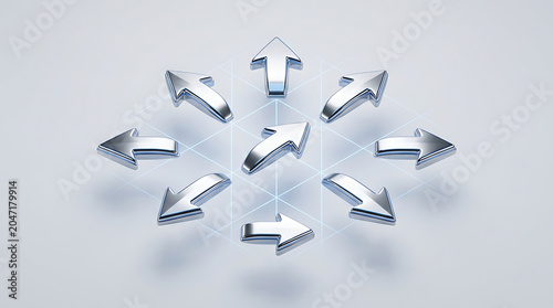 Futuristic arrow set concept isolated on a clean white background