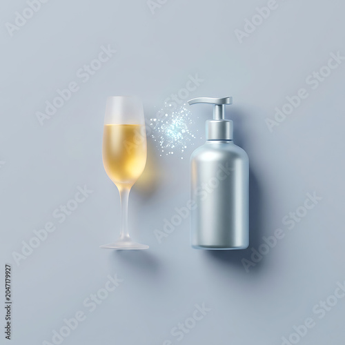 Party sanitation icon champagne … isolated on a clean white background