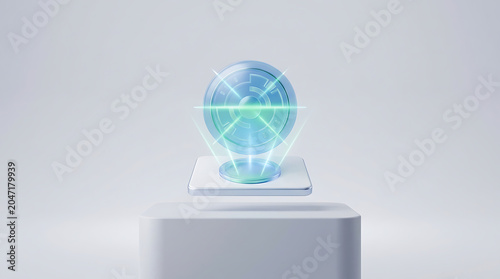 Futuristic sanitation HUD scan isolated on a clean white background