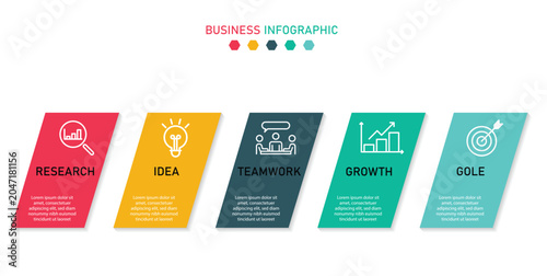 Fotografia Business Infographic Template with 5 Options, Modern Presentation Timeline and Process Flow Design