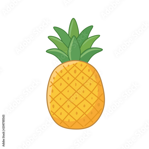 Cute Cartoon Pineapple Icon for Summer and Tropic Day Designs PNG vector 
